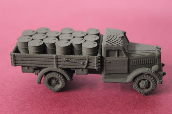 1-72ND SCALE 3D PRINTED WWII GERMAN OPEL BLITZ 1.5 TON TRUCK WITH FUEL BARRELS